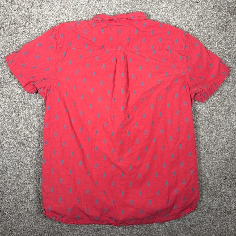The North Face Men's Red Hiker Print Short Sleeve Button Up‎ Shirt Camp